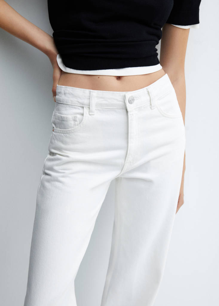Wide leg mid-rise jeans — White