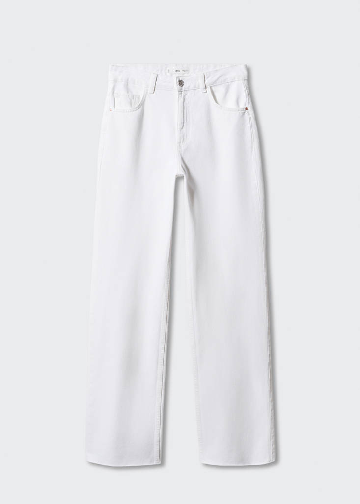 Wide leg mid-rise jeans — White