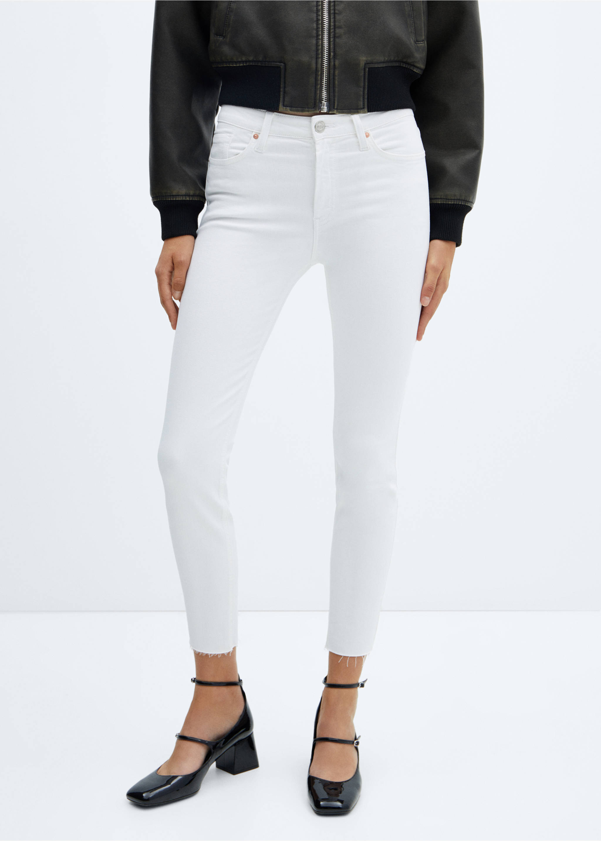 Jeans skinny crop - Plano medio, Blanco. Ref: 57040308-00.