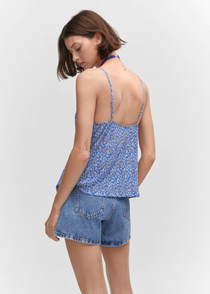 Print ruched top — Blue