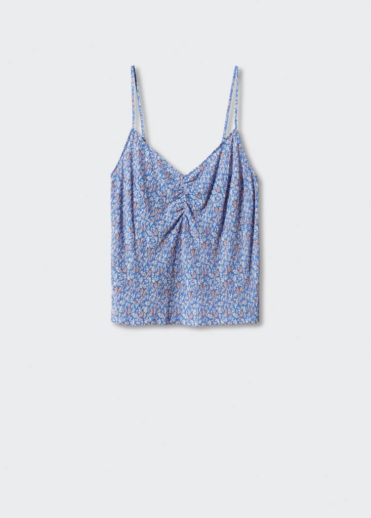 Print ruched top — Blue