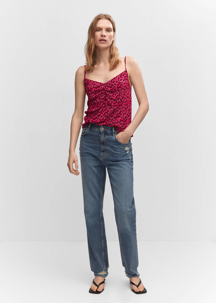 Print ruched top — Red