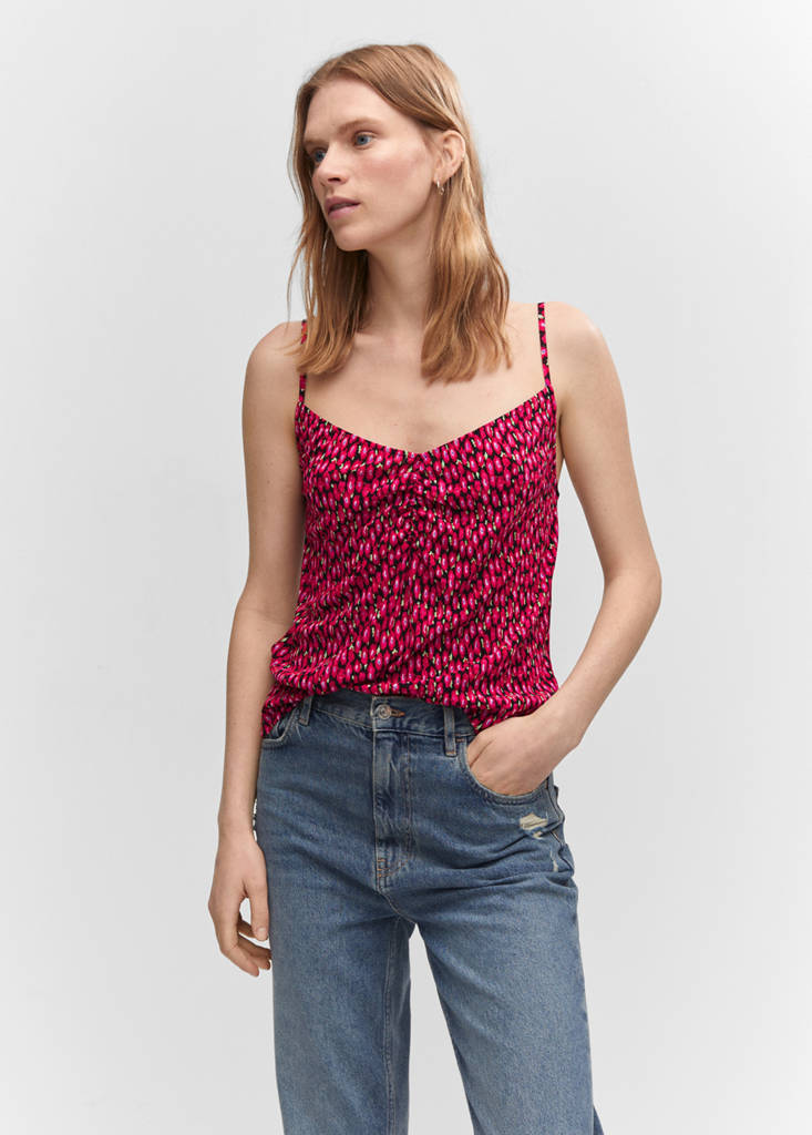 Print ruched top — Red