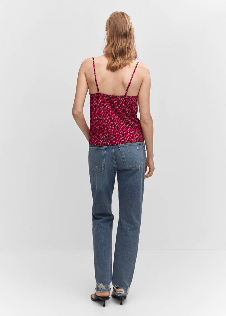 Print ruched top — Red