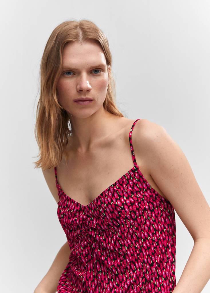Print ruched top — Red