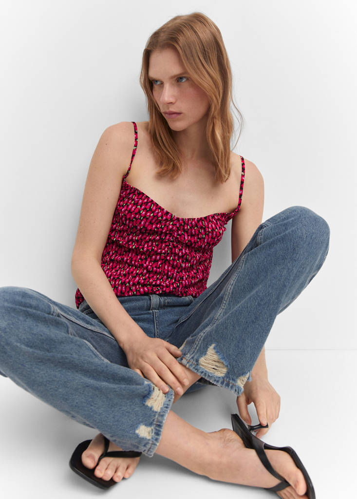 Print ruched top — Red