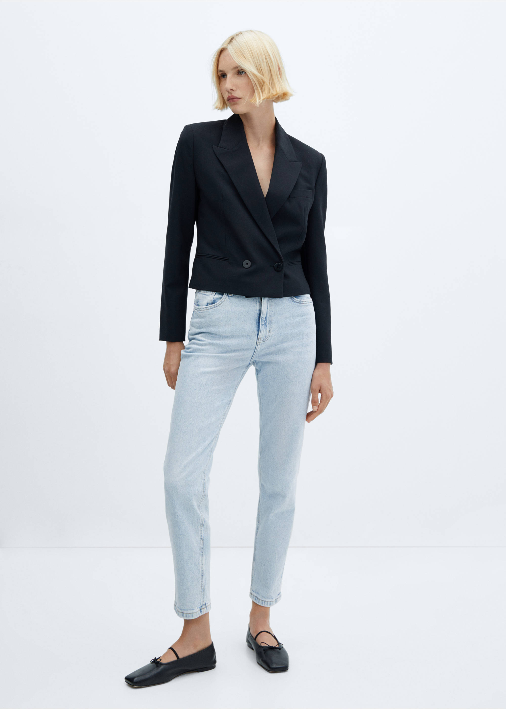 Jeans Newmom confort tiro alto - Plano general, Azul bleach. Ref: 57040364-00.
