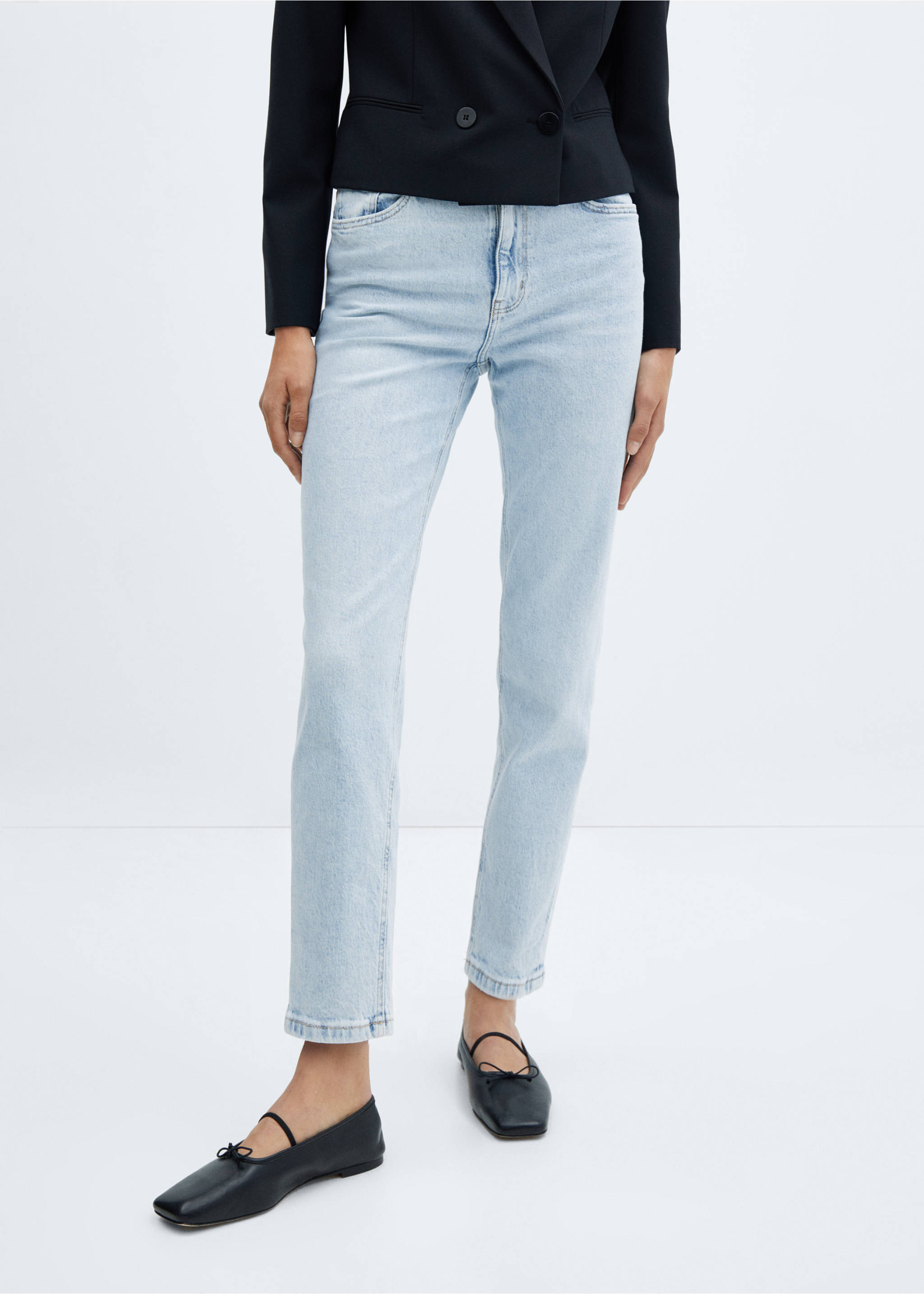 Jeans Newmom confort tiro alto - Plano medio, Azul bleach. Ref: 57040364-00.