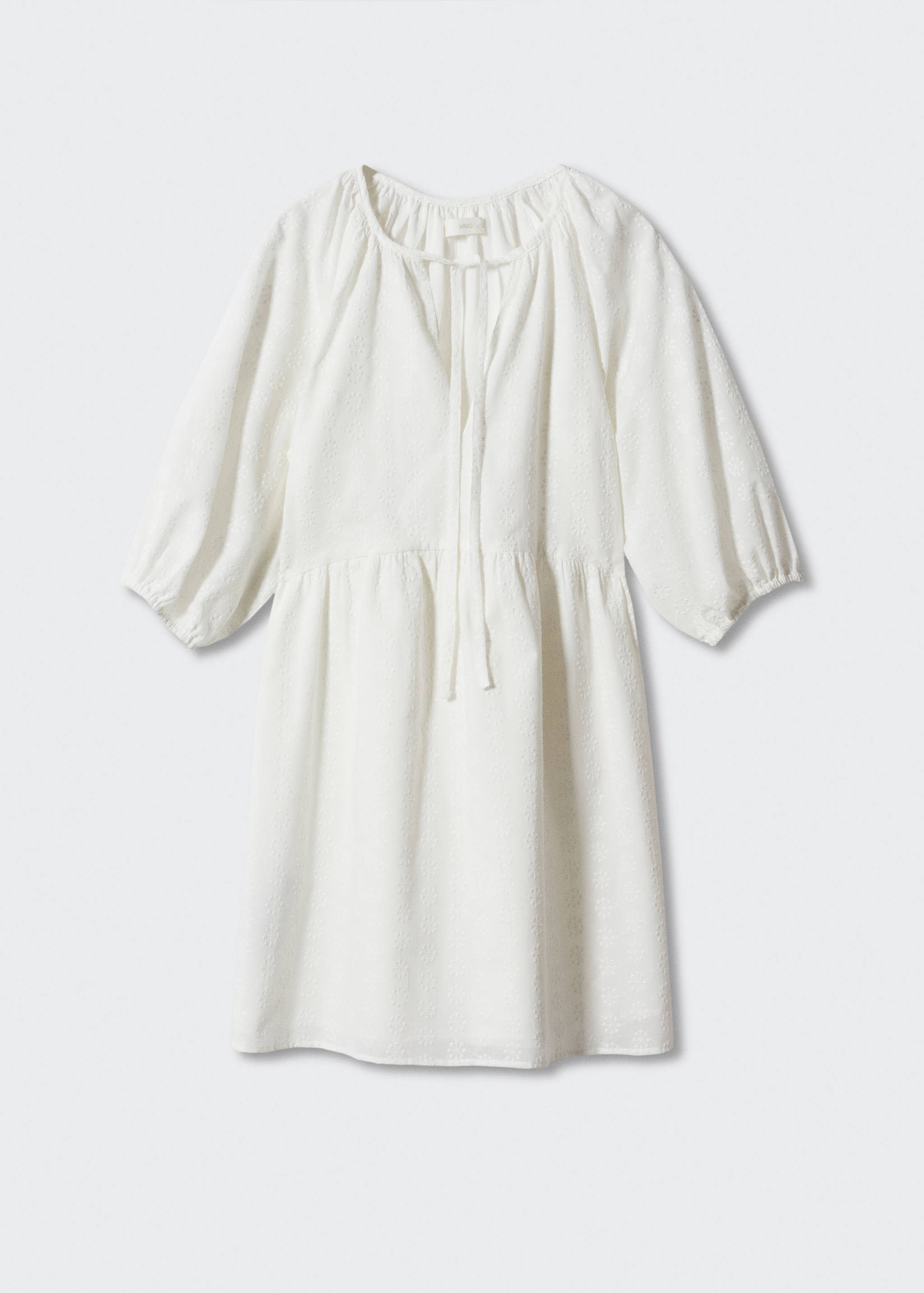 Puff-sleeved embroidered dress - Women | MANGO Gibraltar