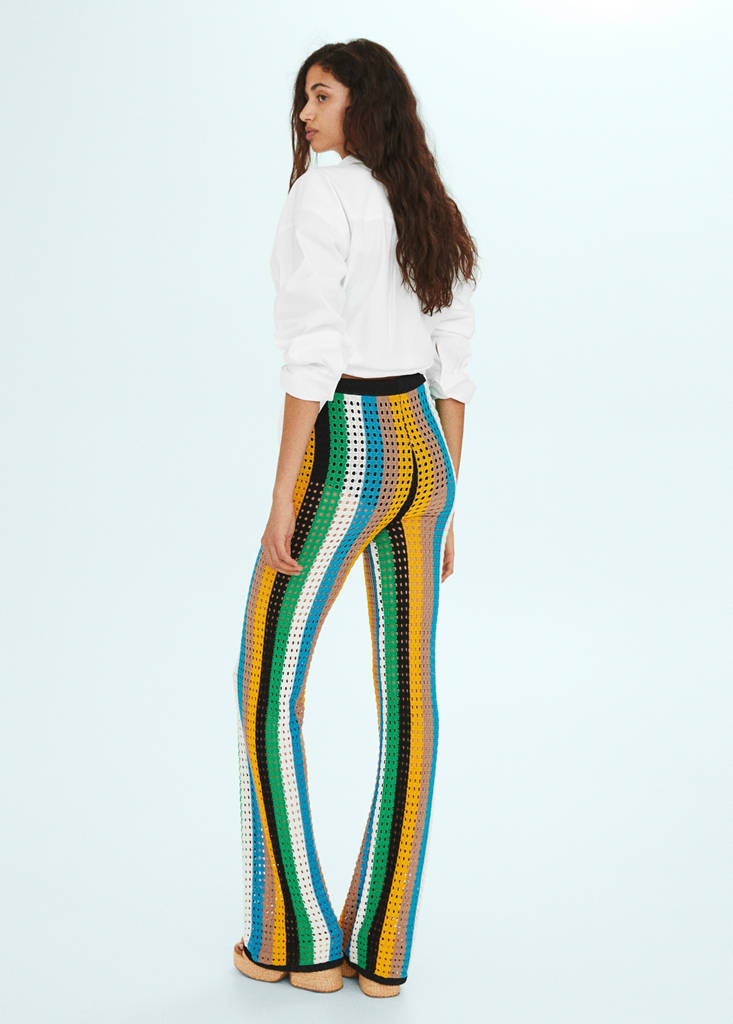 Openwork knitted trousers — Mustard