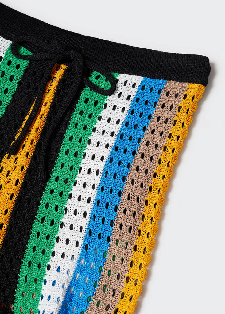 Openwork knitted trousers — Mustard