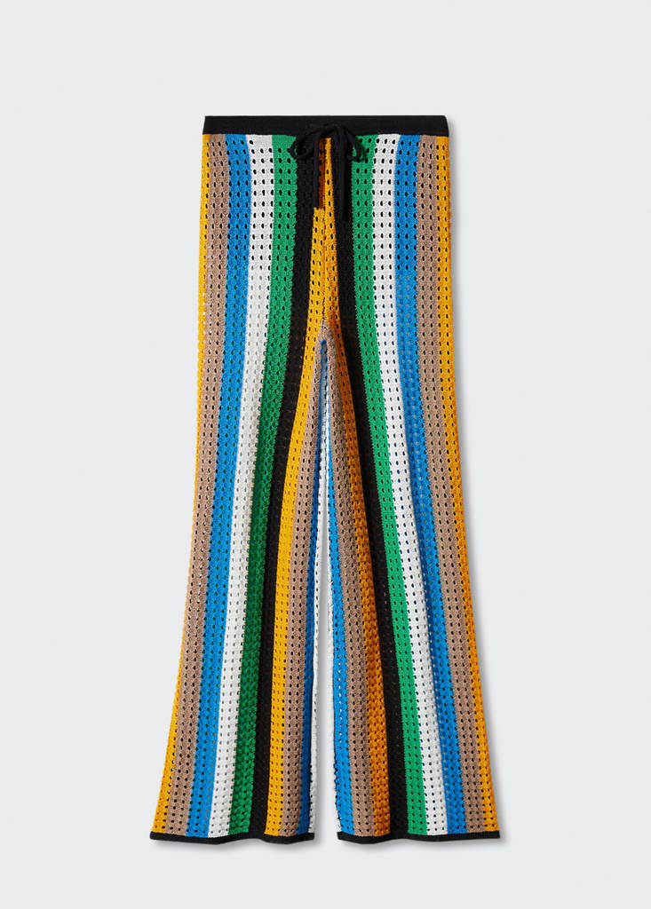 Openwork knitted trousers — Mustard