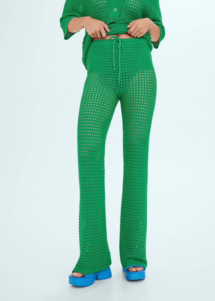 Openwork knitted trousers — Green