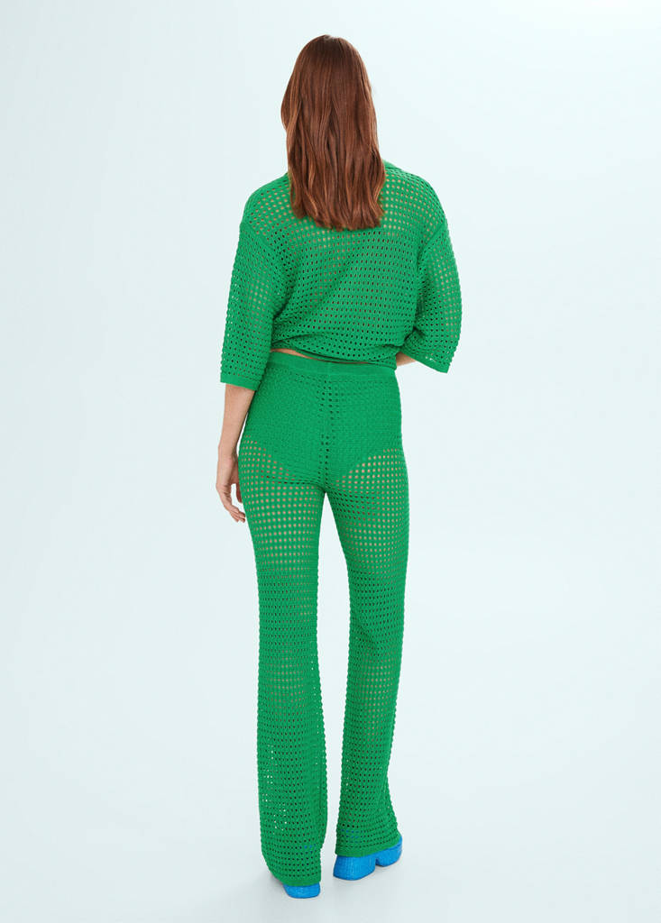 Openwork knitted trousers — Green