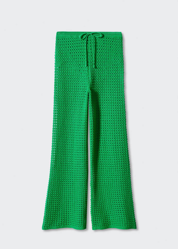 Openwork knitted trousers — Green