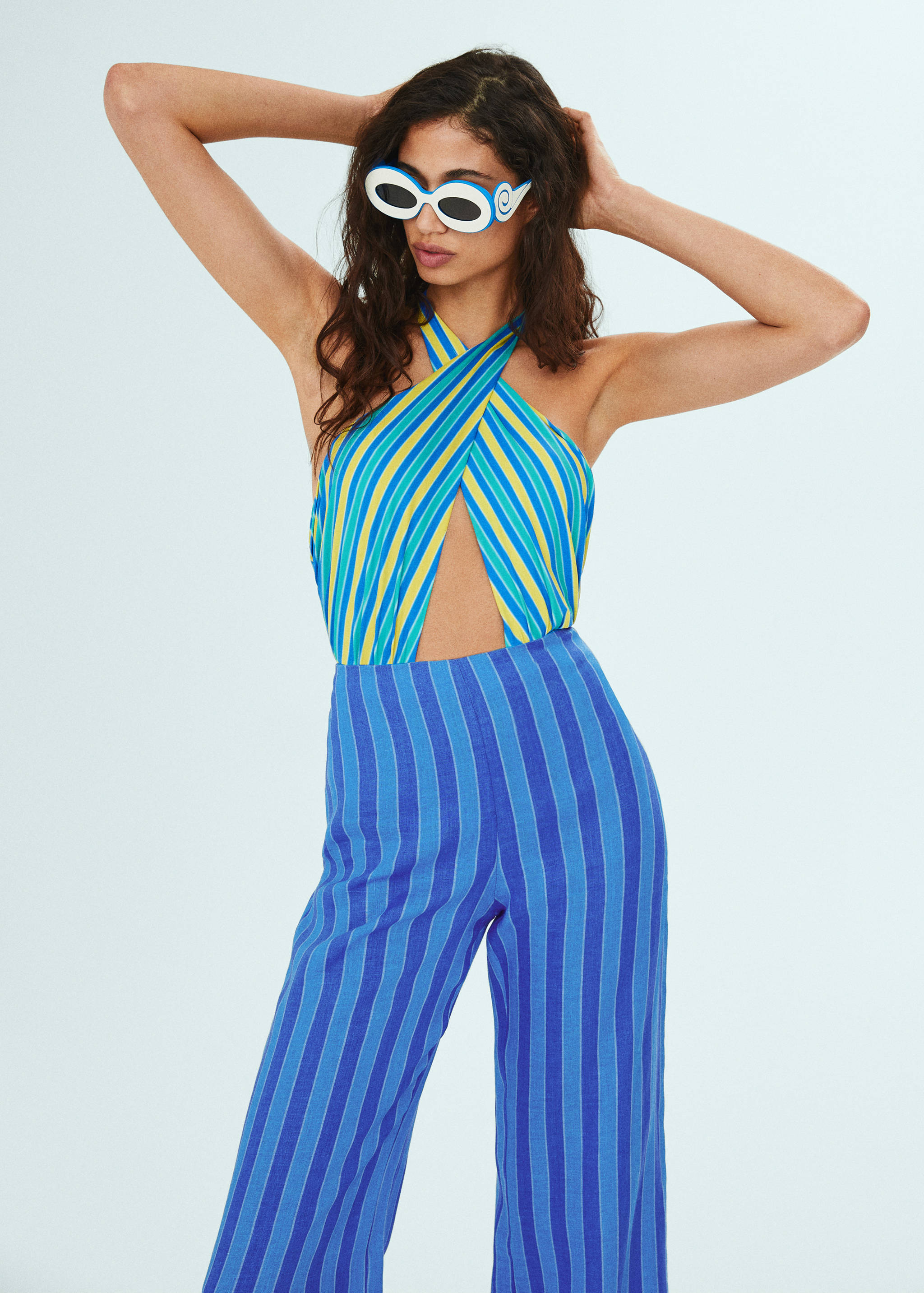 Льняные брюки в полоску - Деталь изделия 1