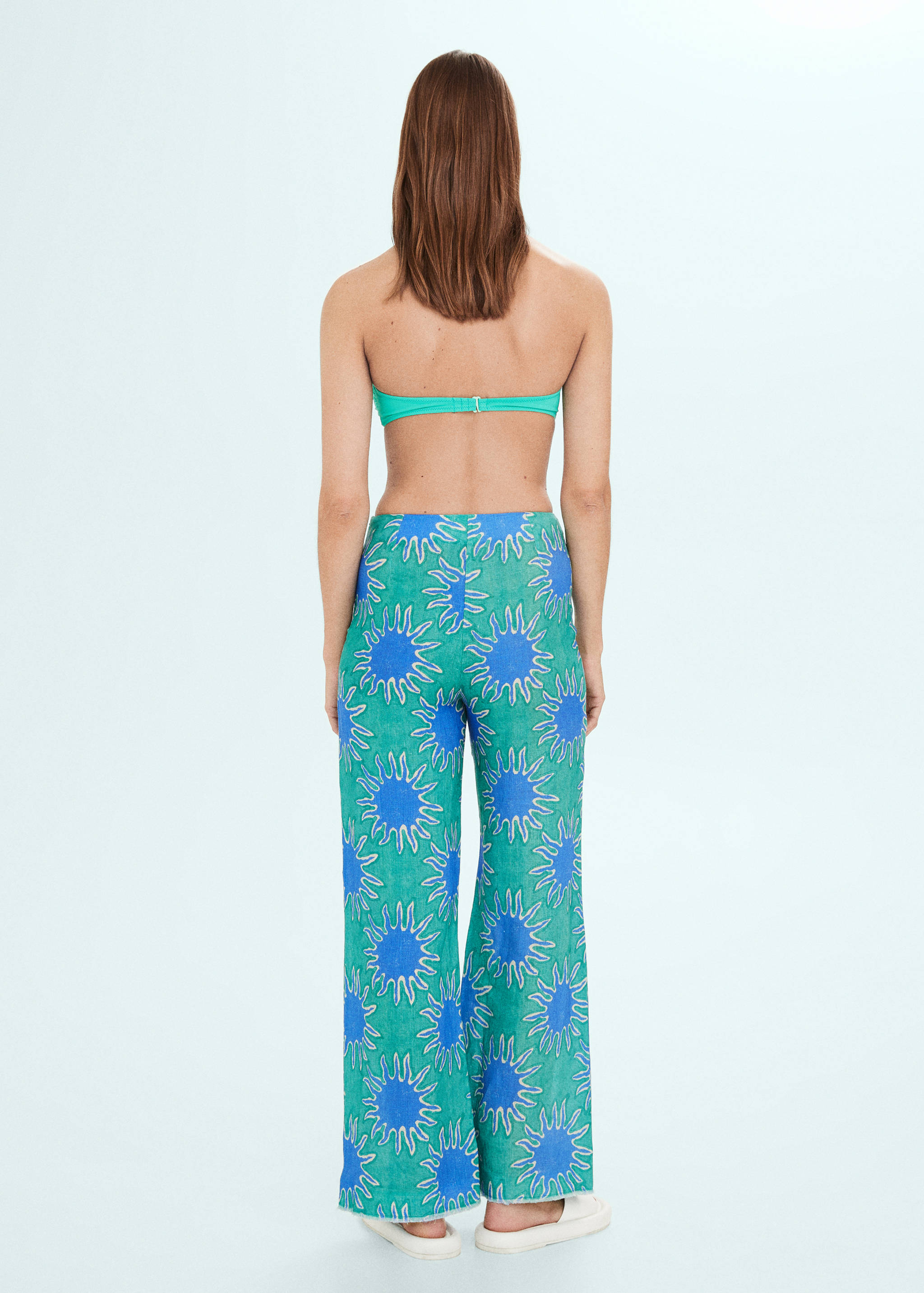 Printed linen wideleg trousers - Reverse of the article