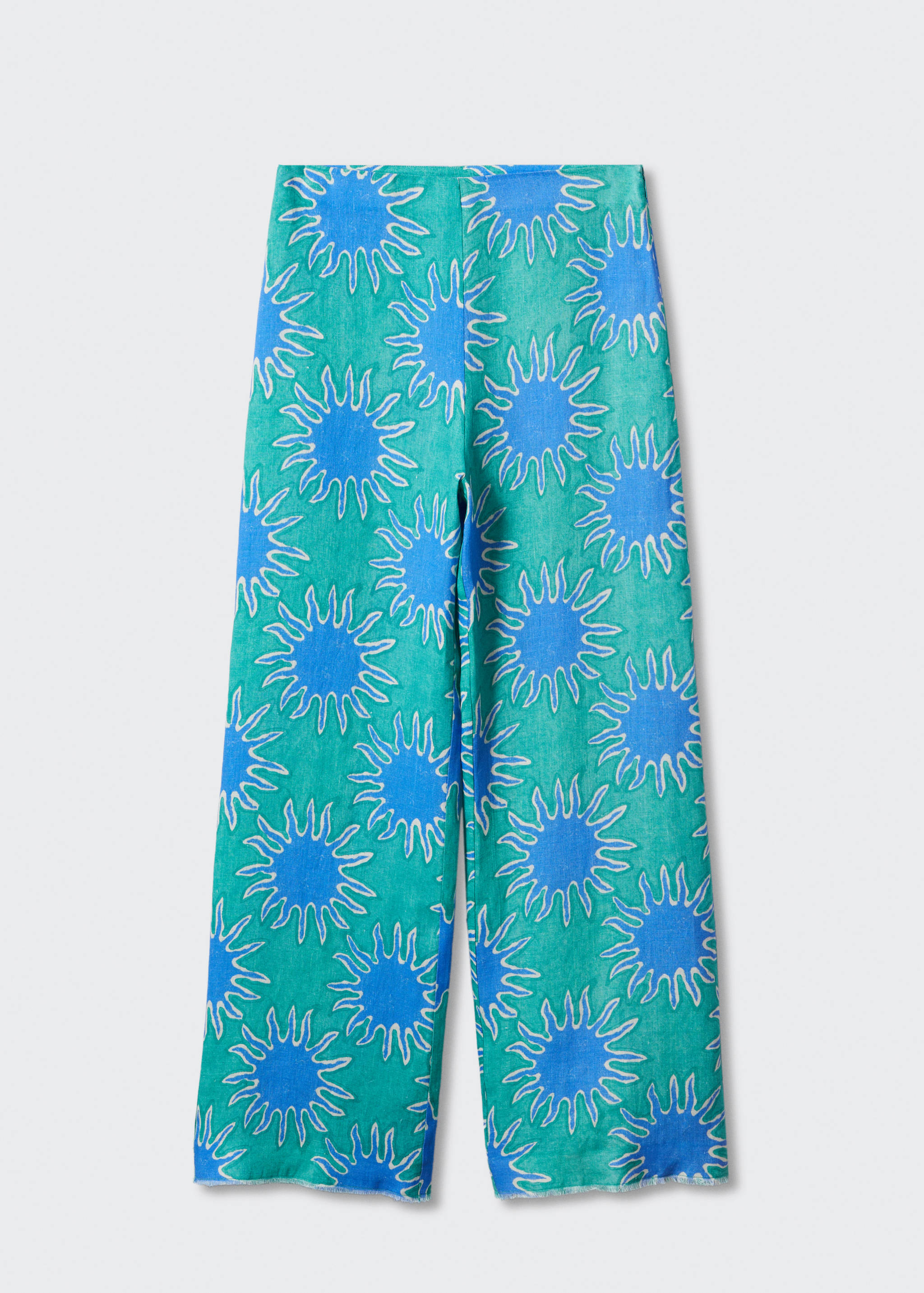 Printed linen wideleg trousers - Article without model