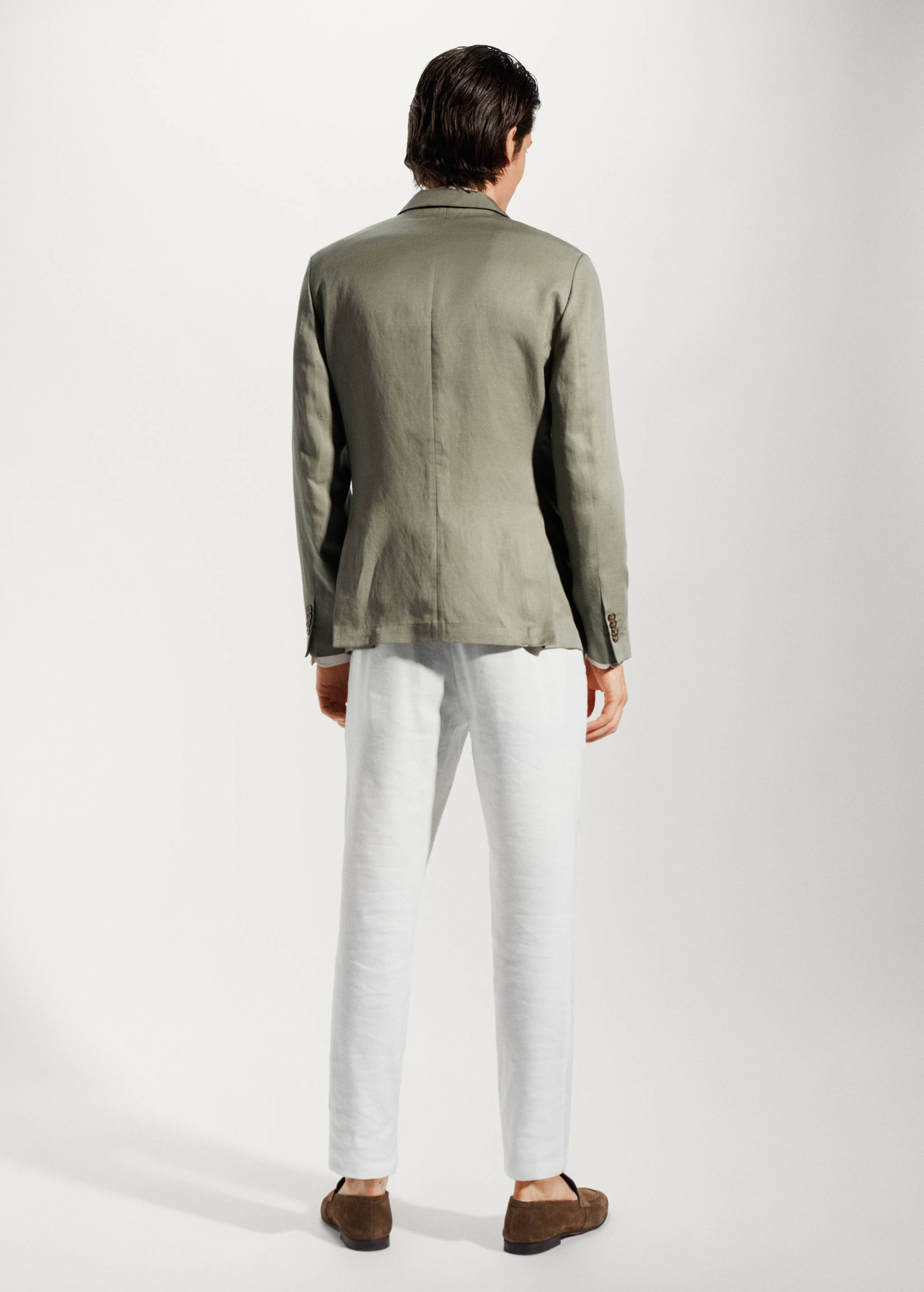 修身亚麻西装外套 - null