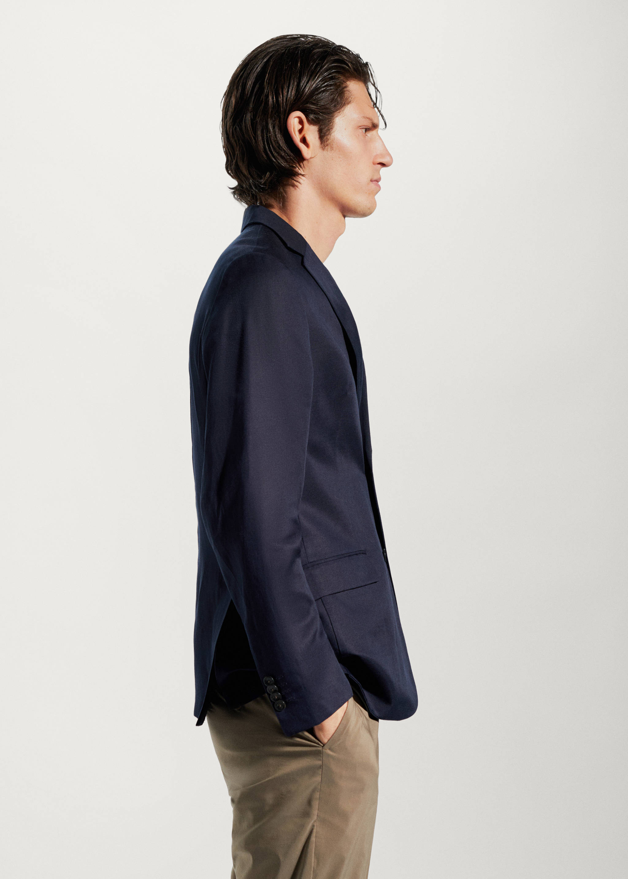 修身亚麻西装外套 - null