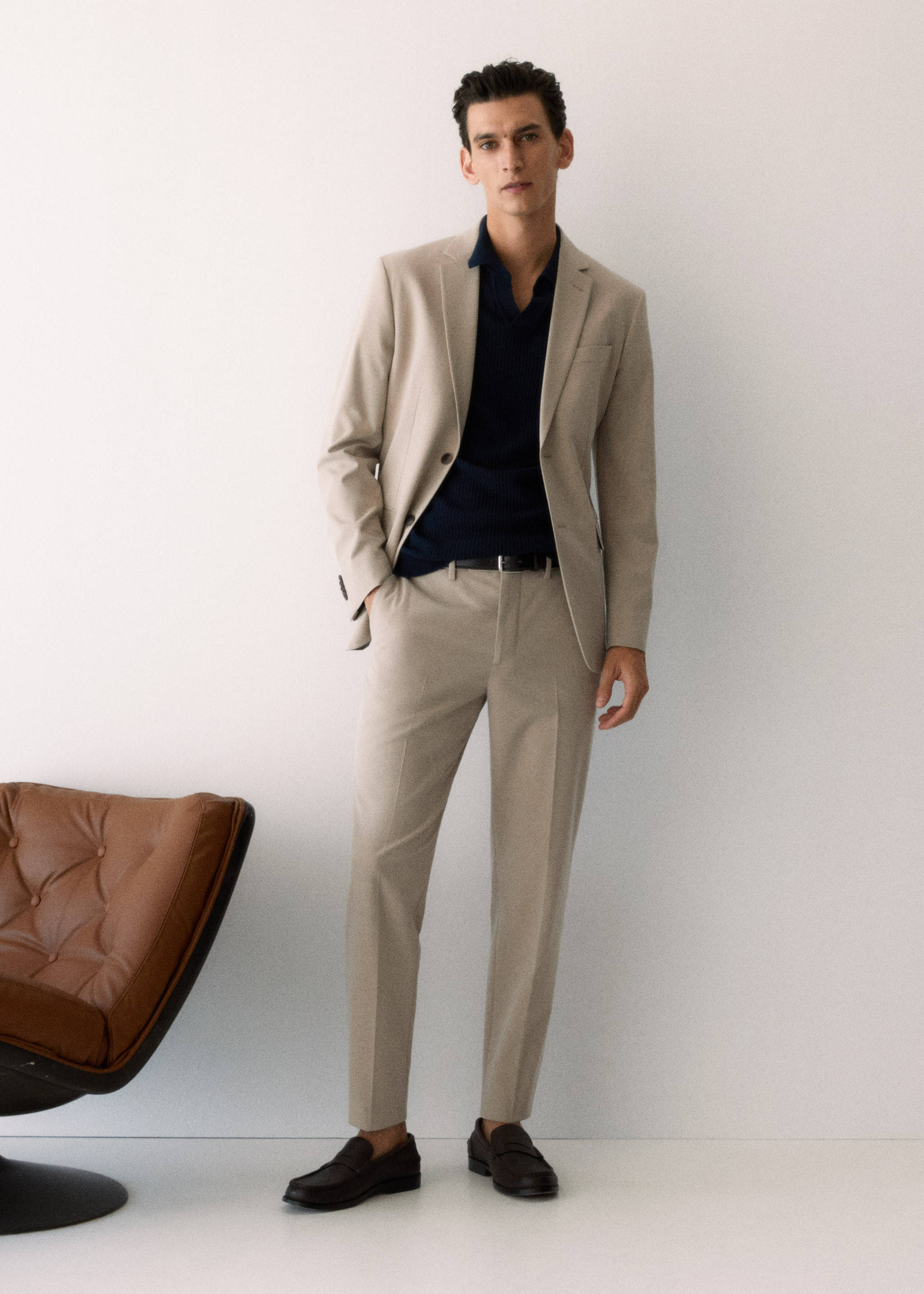 Stretch-fabric slim-fit suit jacket - Details of the article 5