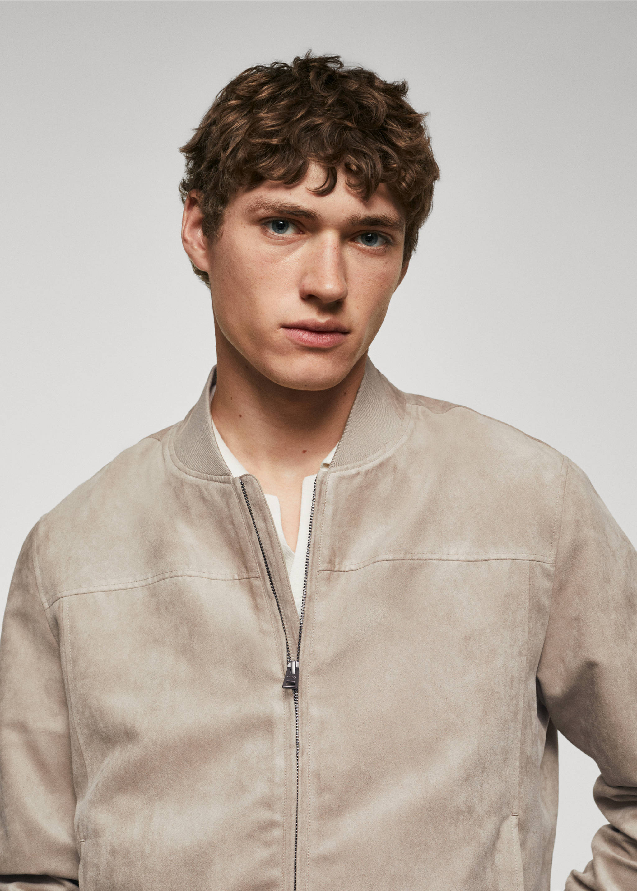 绒面革效果飞行员夹克 - null