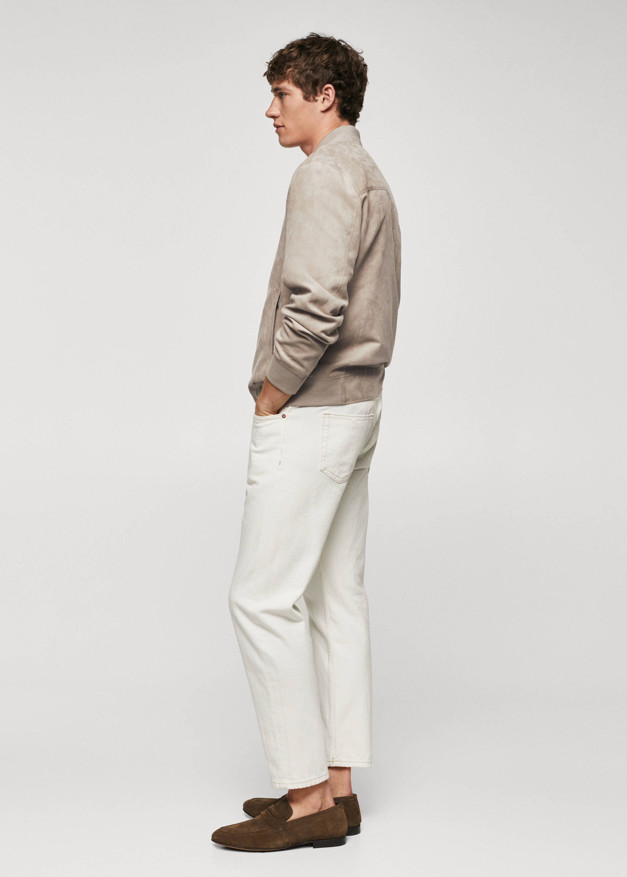 绒面革效果飞行员夹克 - null