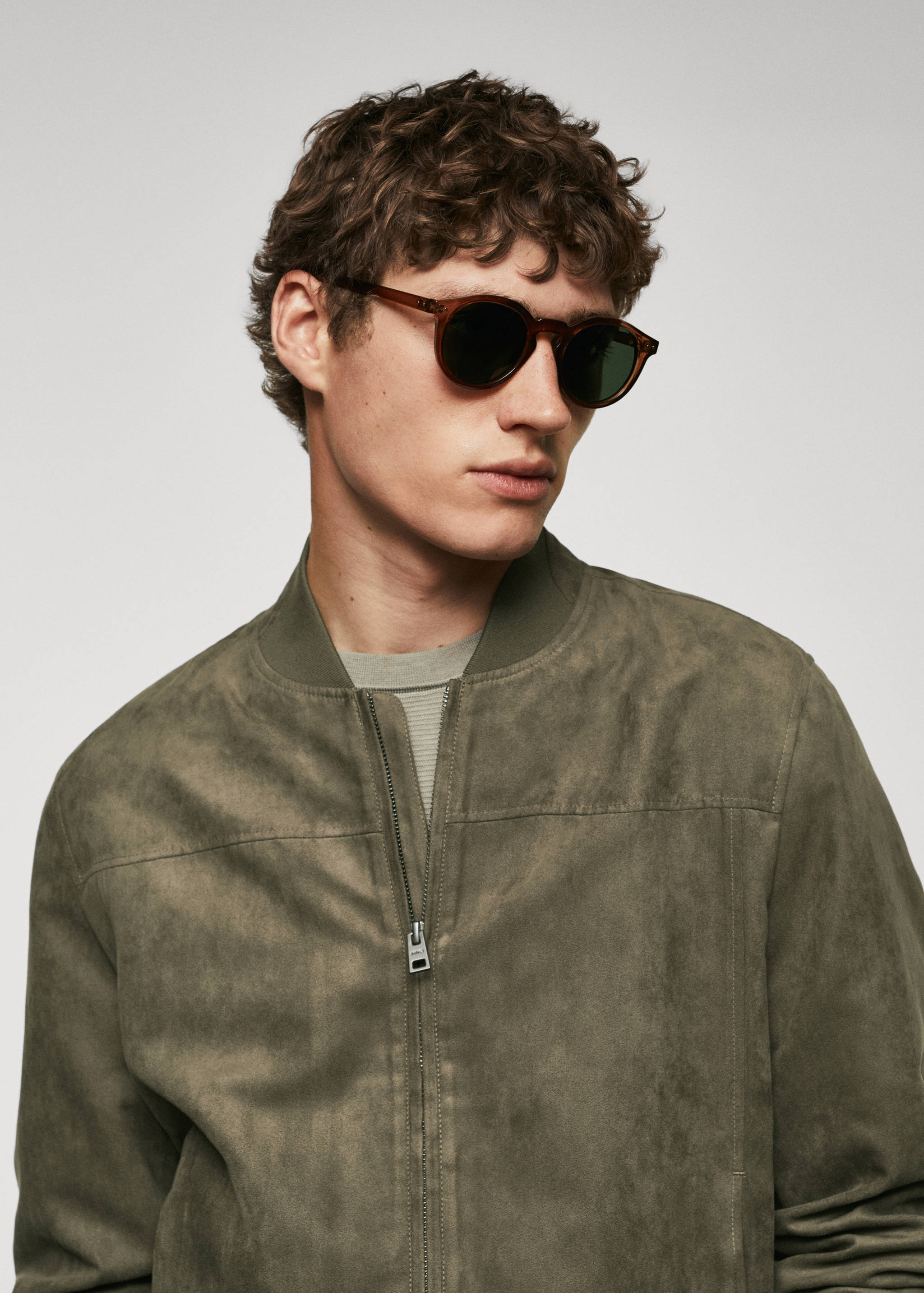 绒面革效果飞行员夹克 - null