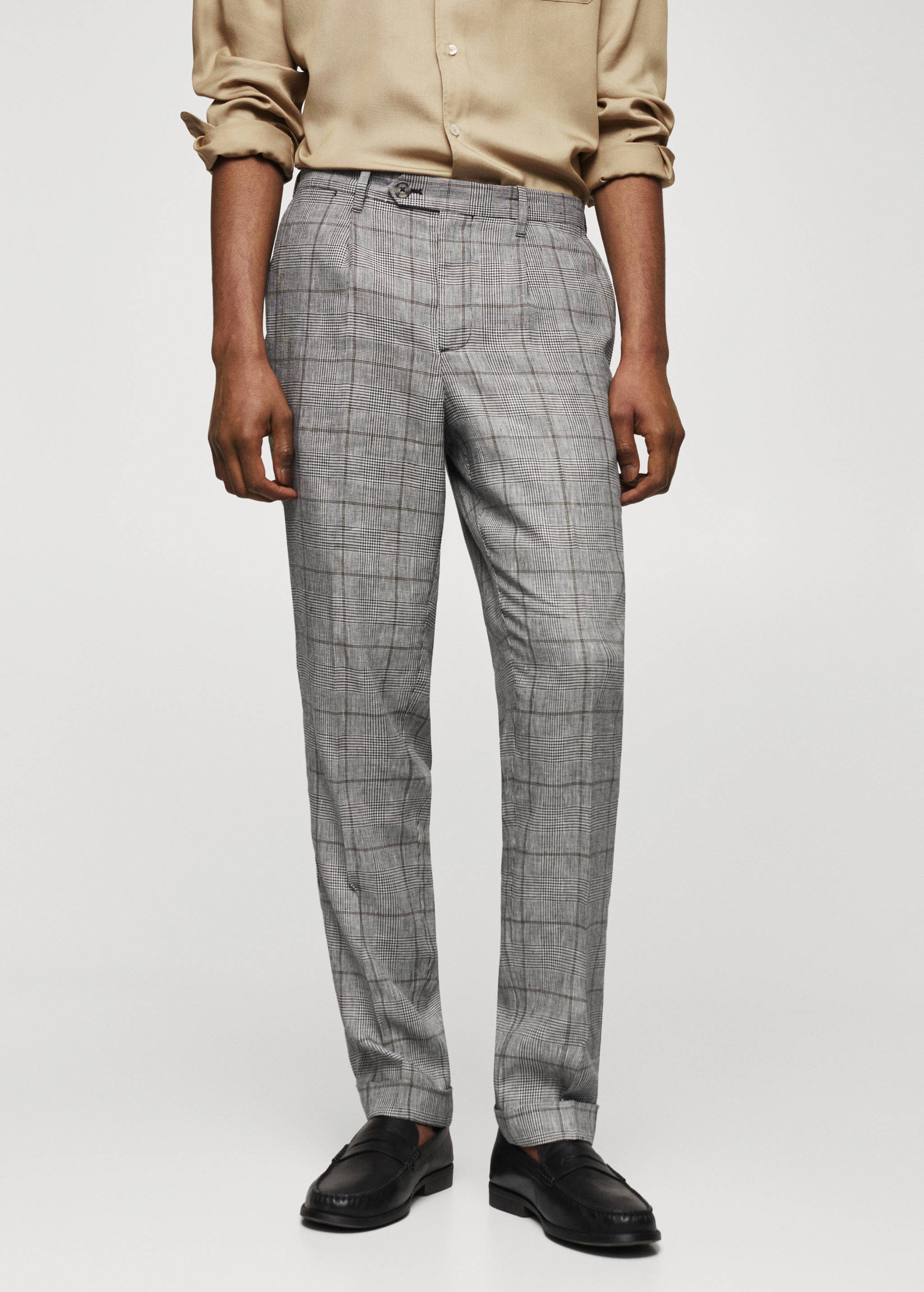 Prince of Wales linen-blend trousers - Medium plane