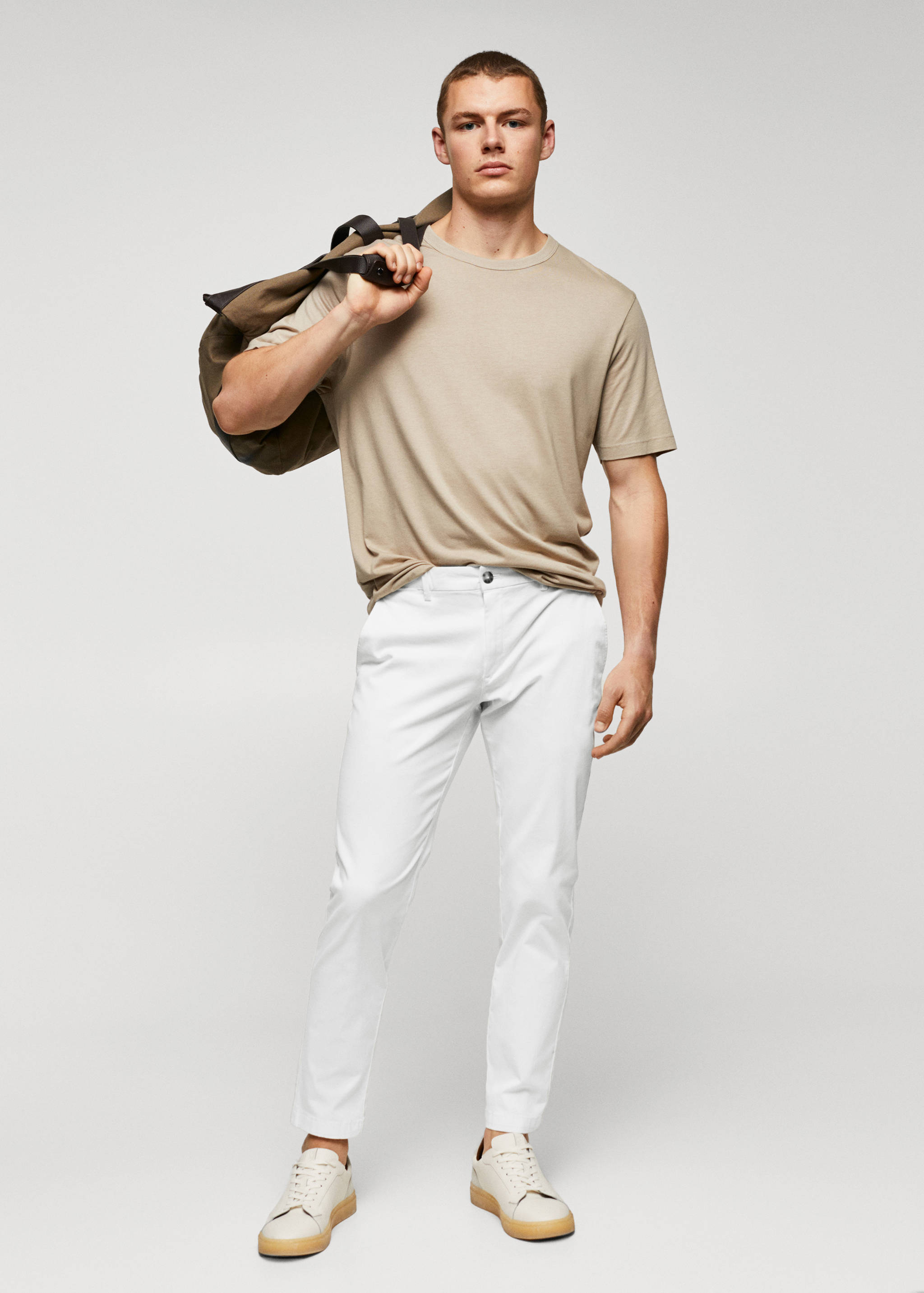 Cotton tapered crop trousers - General plane