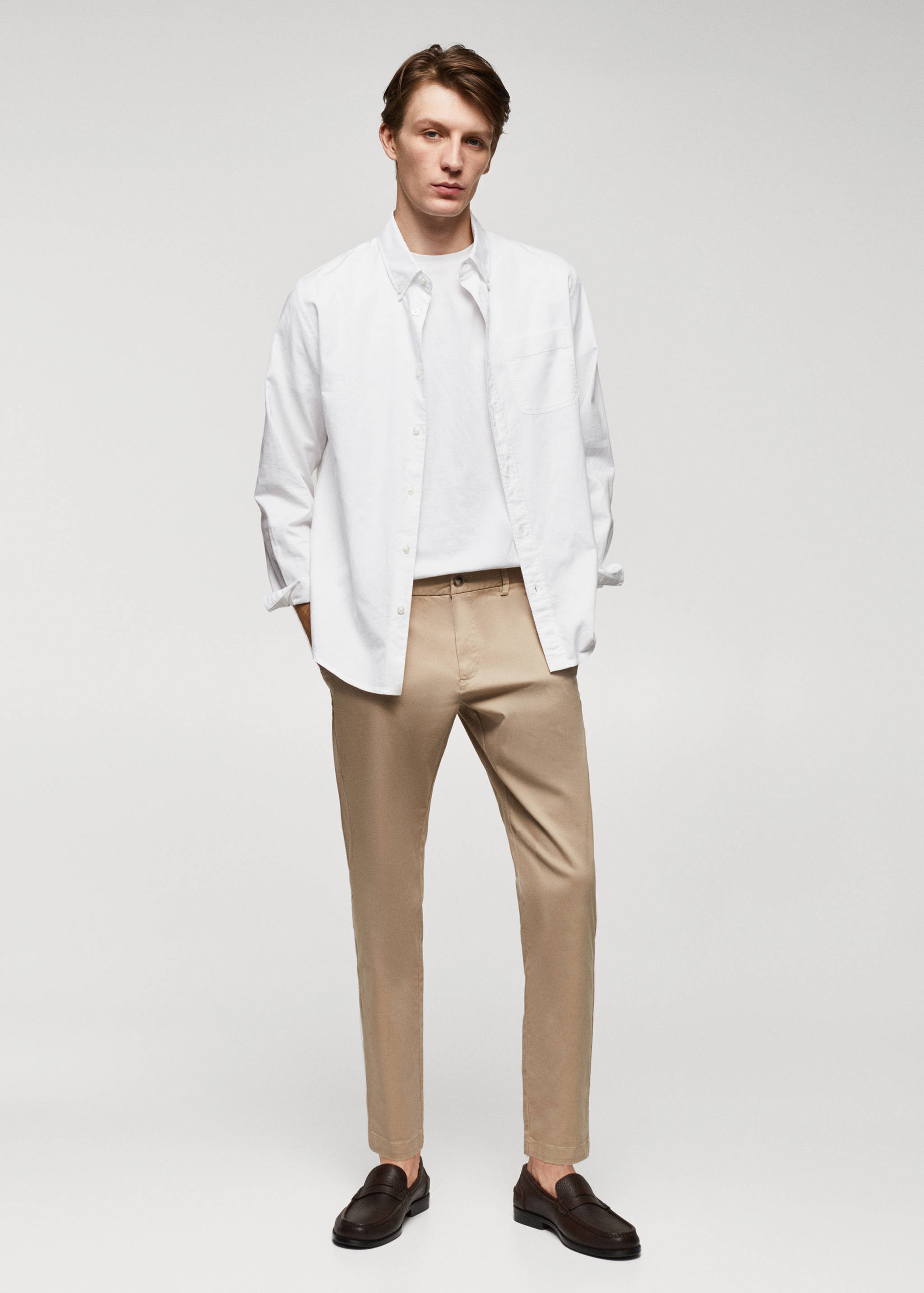 Cotton tapered crop trousers - General plane
