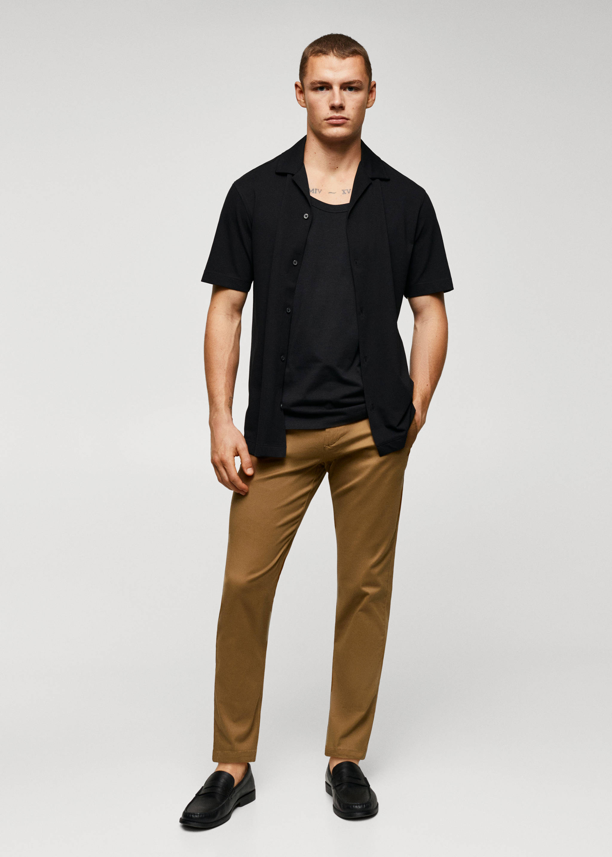 Cotton tapered crop trousers - General plane