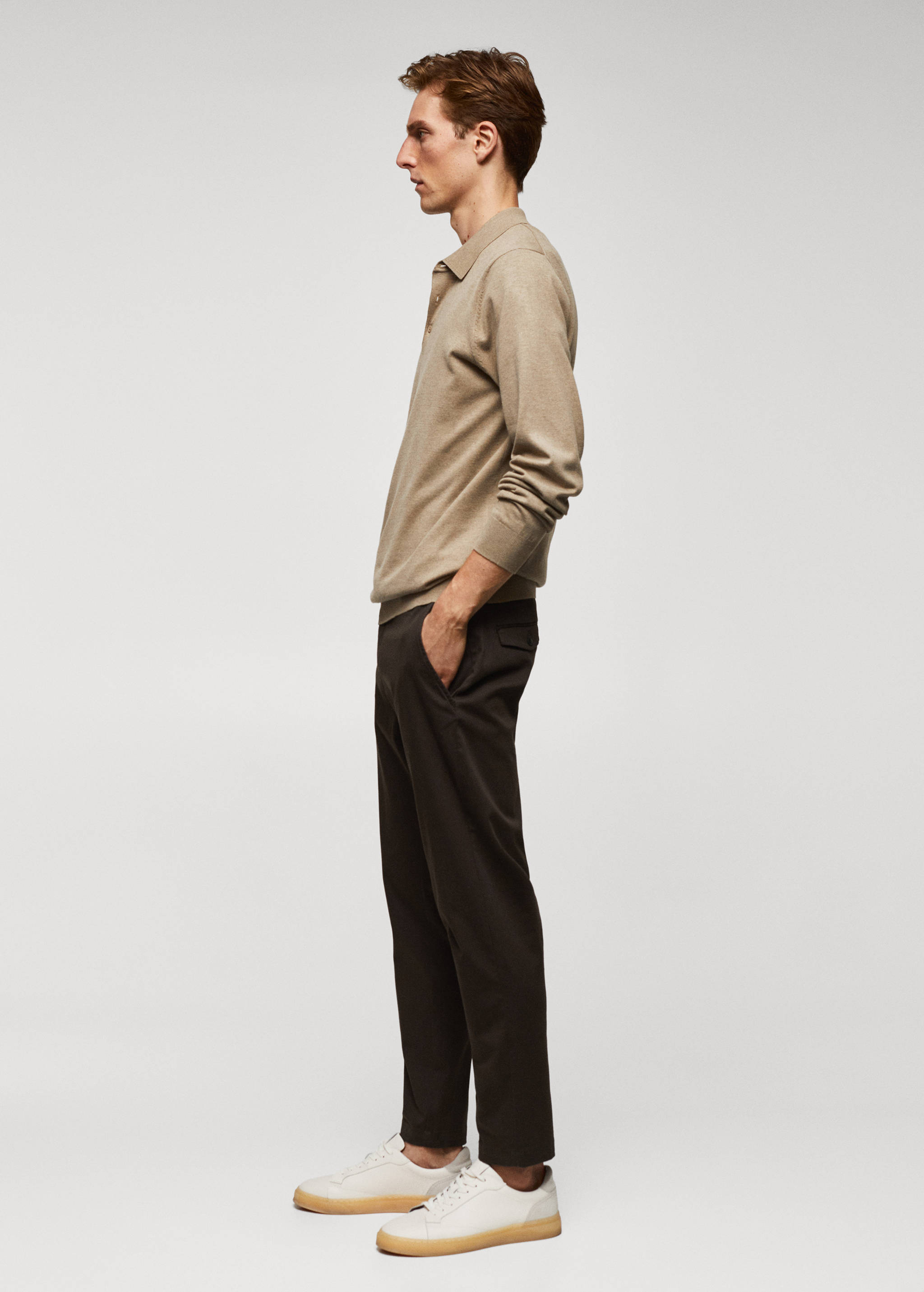 Cotton tapered crop trousers - Details of the article 2