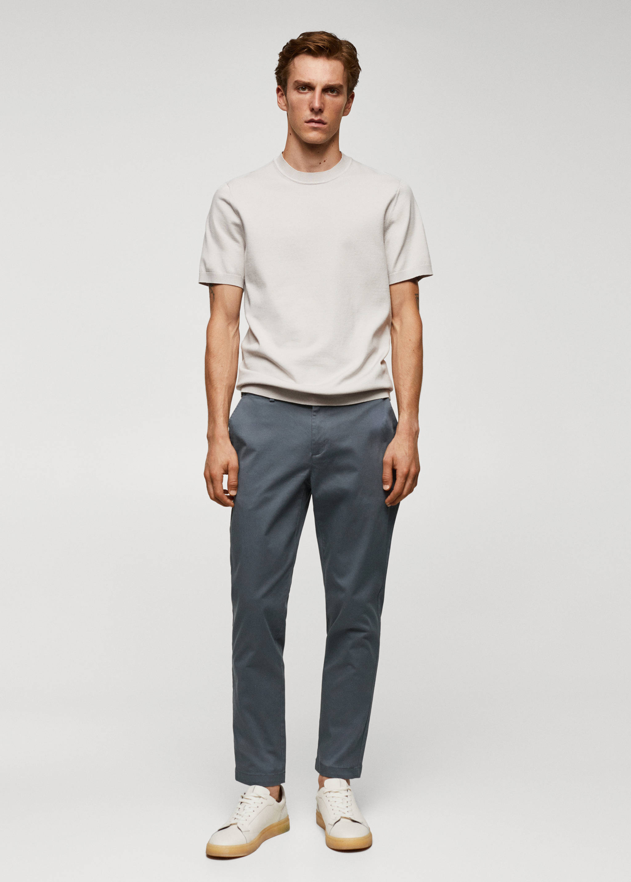 Cotton tapered crop trousers - General plane
