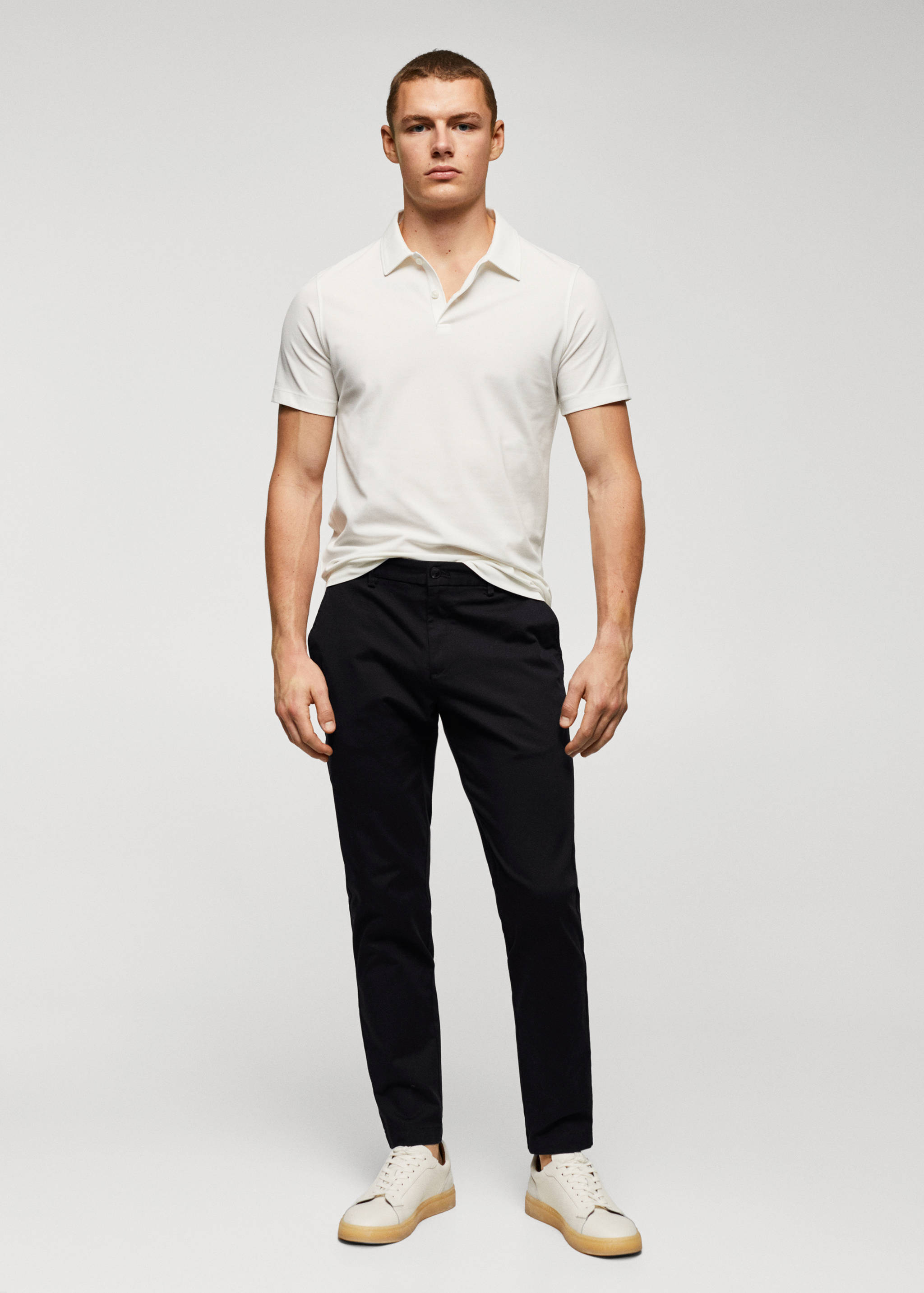 Cotton tapered crop trousers - General plane