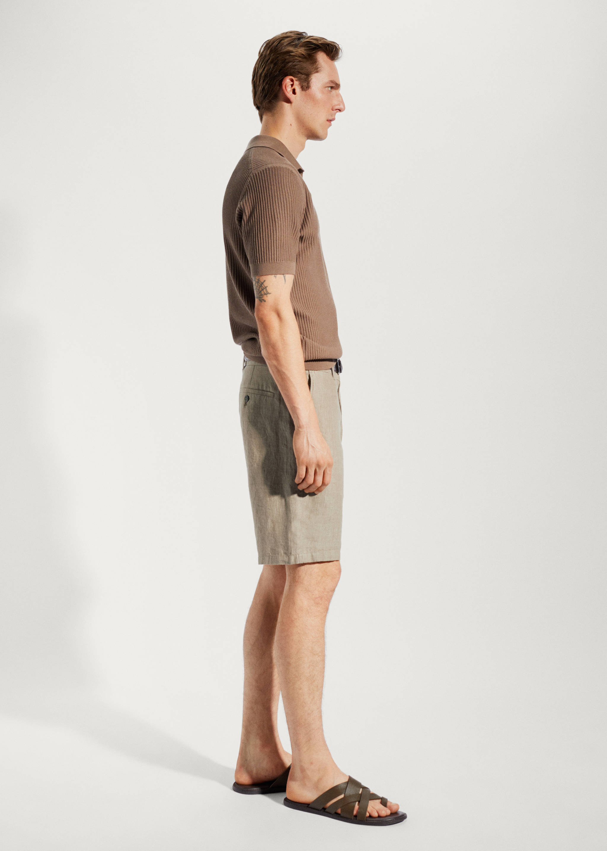 100% linen bermuda shorts - Details of the article 4