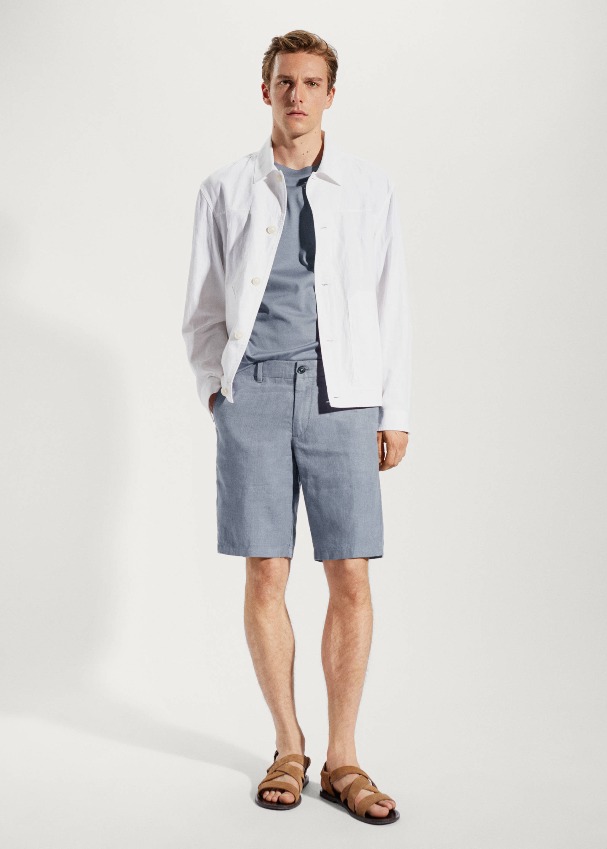 100% linen bermuda shorts - General plane