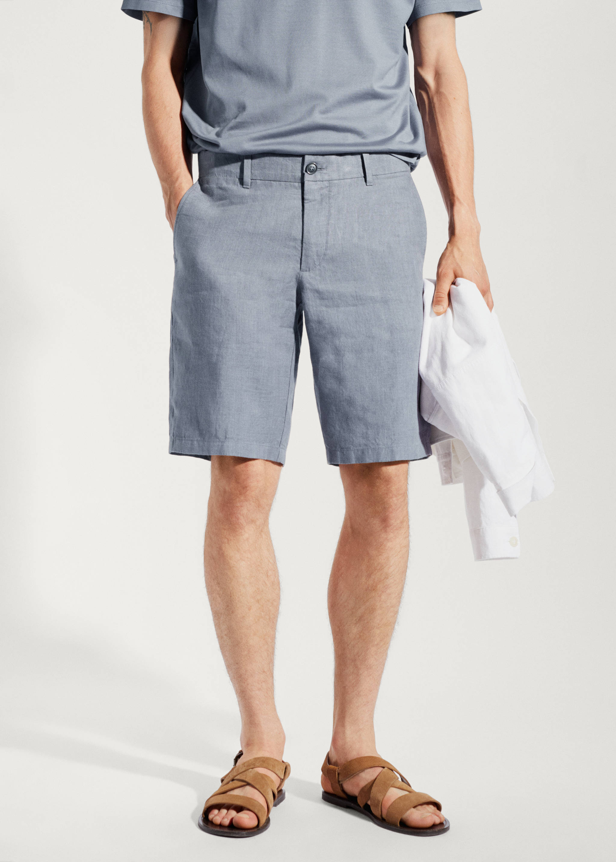 100% linen bermuda shorts - Medium plane