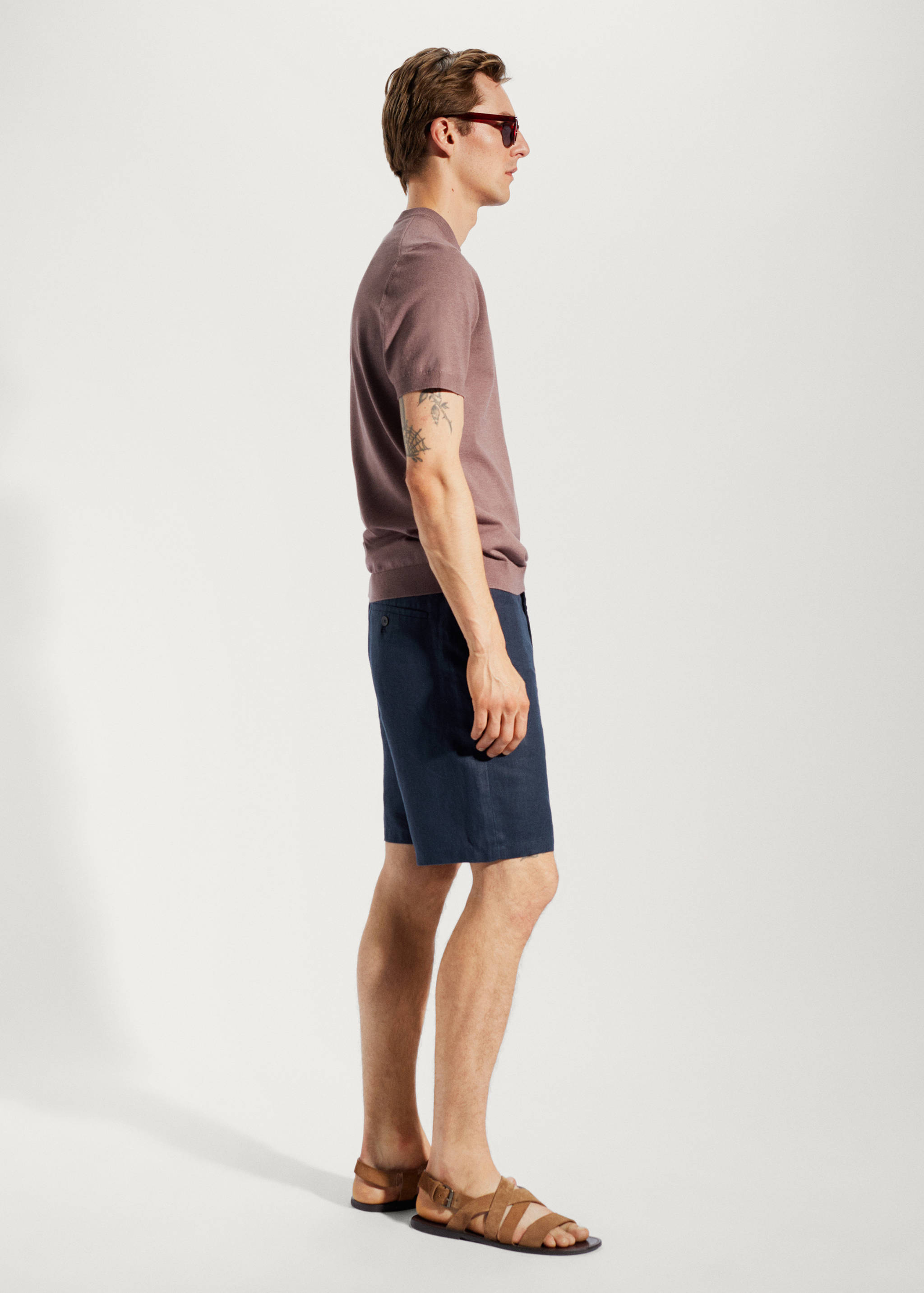 100% linen bermuda shorts - Details of the article 4