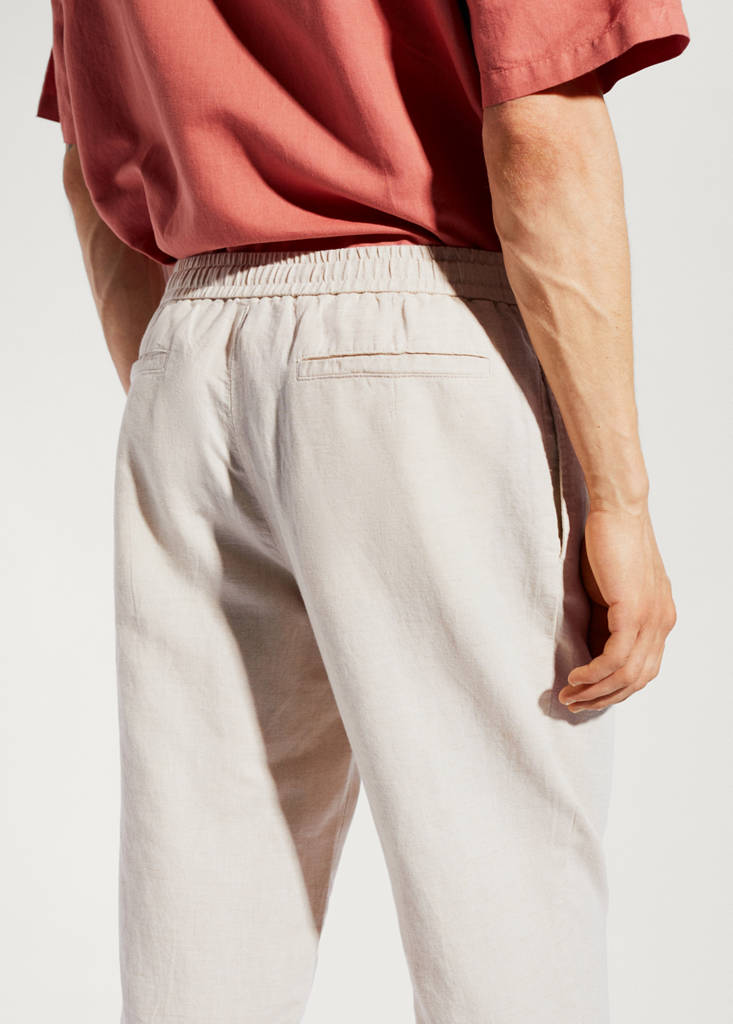 Slim-fit trousers with drawstring — Ecru
