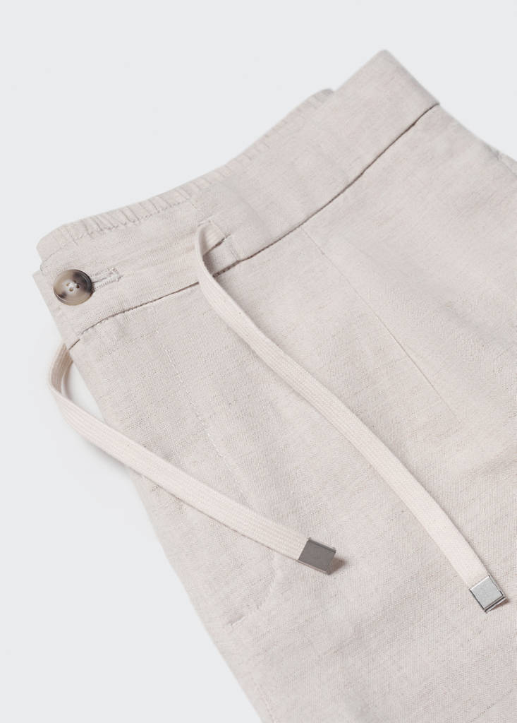 Slim-fit trousers with drawstring — Ecru