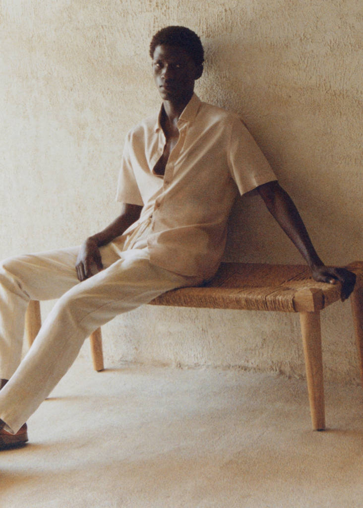 Slim-fit trousers with drawstring — Ecru