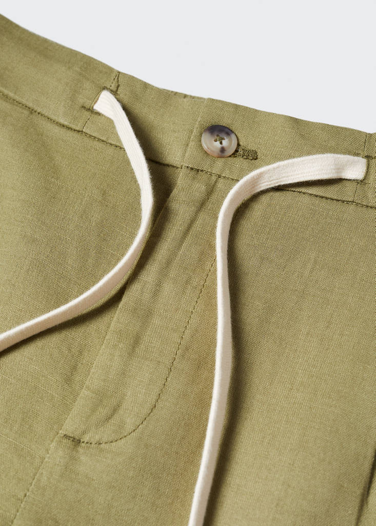 Slim-fit trousers with drawstring — Khaki