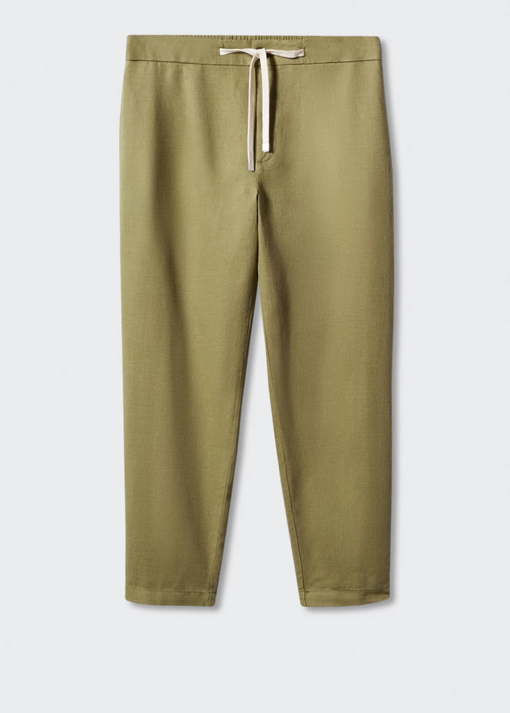 Slim-fit trousers with drawstring — Khaki