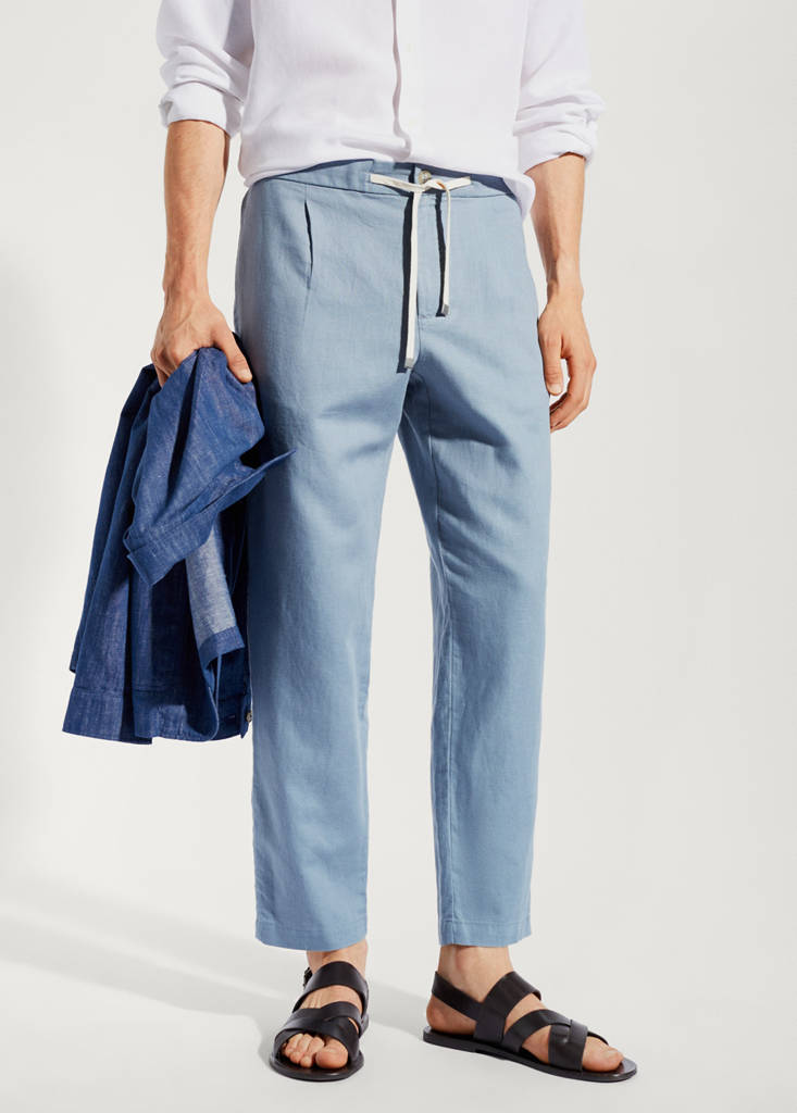 Slim-fit trousers with drawstring — Indigo Blue
