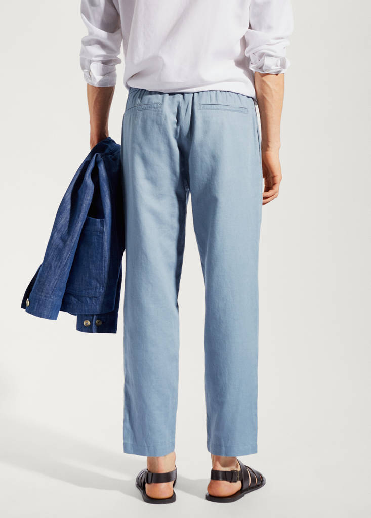 Slim-fit trousers with drawstring — Indigo Blue