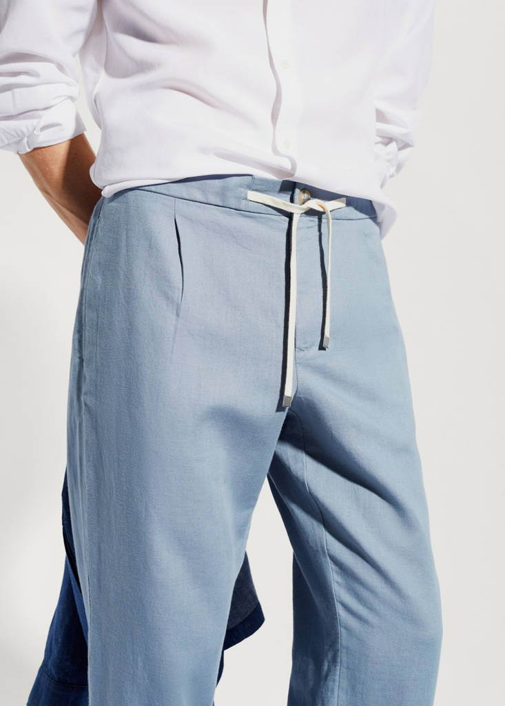 Slim-fit trousers with drawstring — Indigo Blue