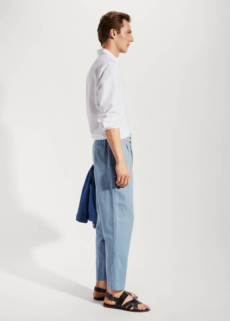 Slim-fit trousers with drawstring — Indigo Blue