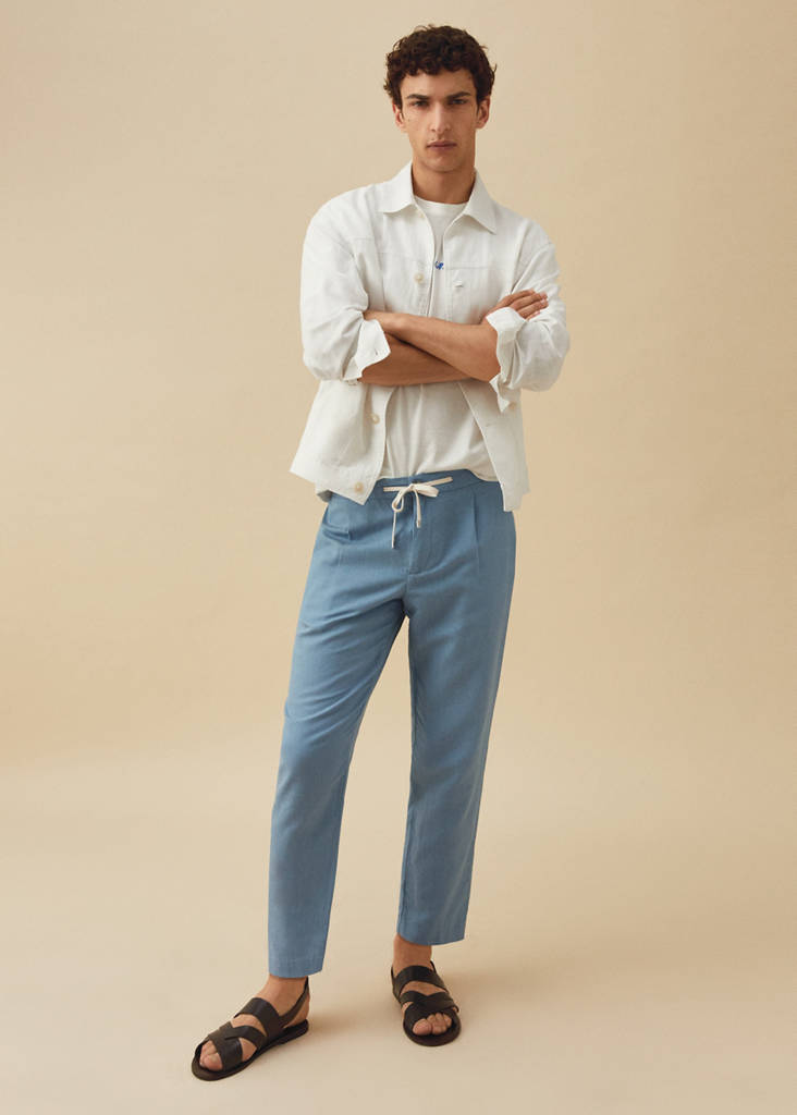Slim-fit trousers with drawstring — Indigo Blue