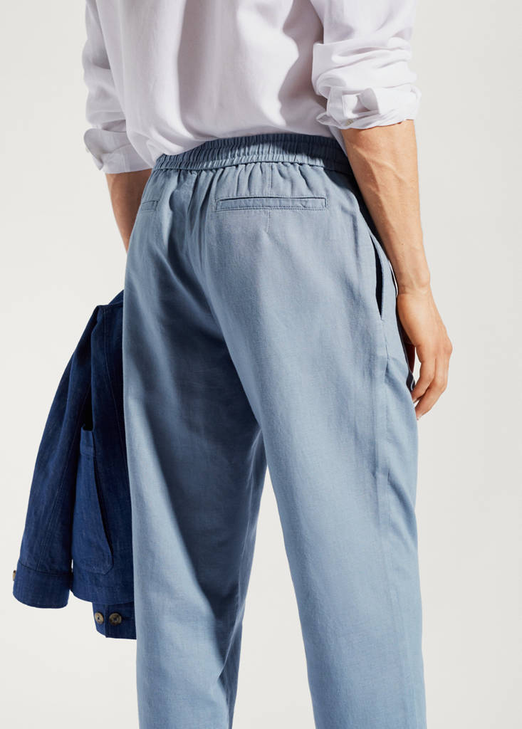 Slim-fit trousers with drawstring — Indigo Blue